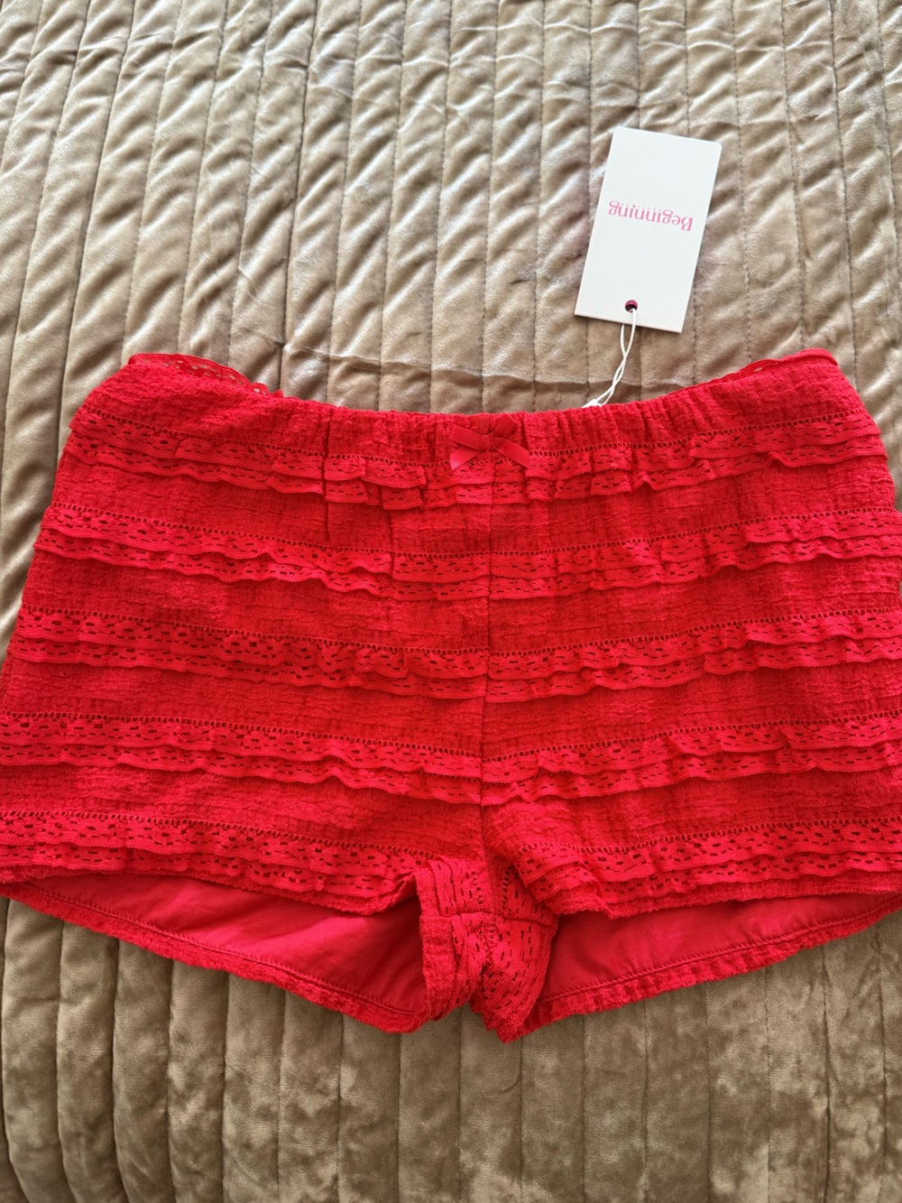 Beginning Boutique Red Lace Ruffle Mini Skirt